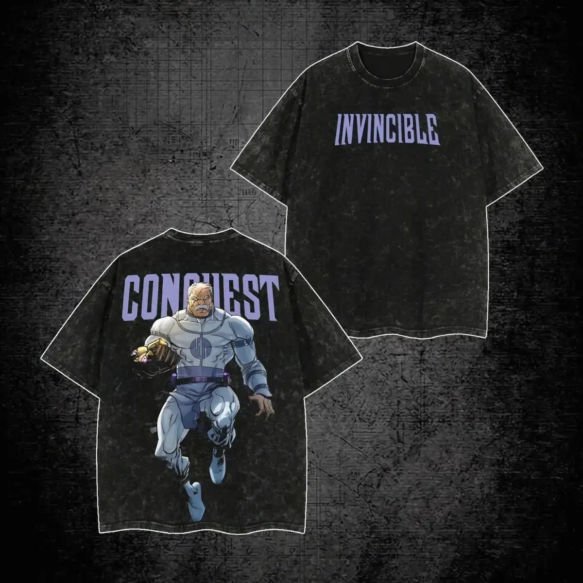 Conquest Viltrumite Acid Washed Shirt, Cosmic Villain Graphic Shirt, Invincible Character Shirt, Comic Fans T-Shirt, Vintage Washed Cotton Tee, Streetwear Graphic Tee EEW