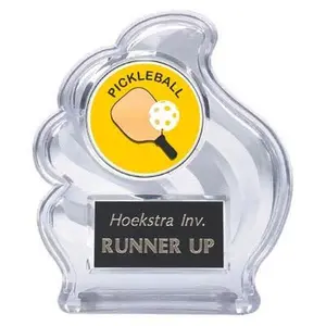 BuyAwardsandTrophies Pickleball Sculpted Wave Trophy (5""), Clear