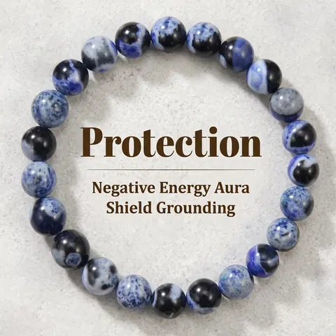 Blue Fire Agate Energy Bracelet - 8mm 18cm Handmade Unisex Non-Natural Crystal Stretch Bangle, Healing Stone for Clarity, Focus, Protection, Enhancing Memory, Spiritual Meditation, Student Gift Jewelry