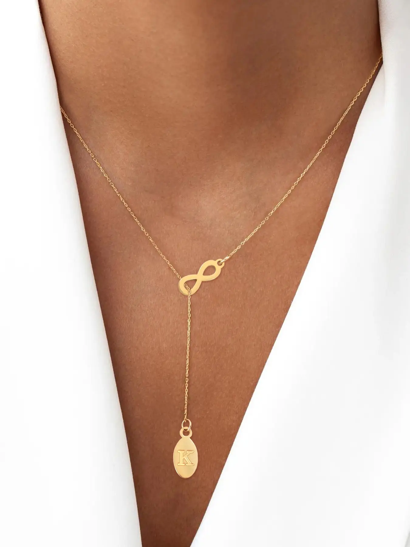 Women's Stainless Steel Chain Necklace, Fashionable Oval Letter Infinite Symbol Design, Casual Style, All Seasons Wear