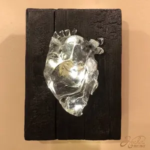 Chambers of Love and Light Decor resin illuminated light burnt cedar
