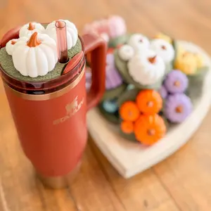 Pumpkin Patch Topper for Stanley Quencher H2.0 | Fits 40oz & 30/20oz | 3D Printed | Summerween | Orange White Pink Purple Blue Matte Drinkware Bottle Halloween Stylish Tumbler