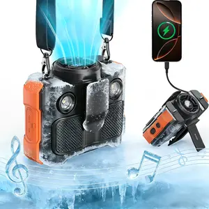 BLAVOR 3-in-1 Waist Fan with Bluetooth Speaker & Power Bank, 29600 mWh Large Battery, 26000RPM Strong Airflow, Up to 82H Long Cooling, Flashlight & HD Sound, Clip-on Wearable Belt Fan for Outdoor, Work, Camping.