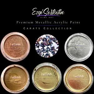 Premium Metallic Acrylic Paint 3 oz |Unique Metallic Bright Colors | Special Carat Collection by Ezgi Sertcetin