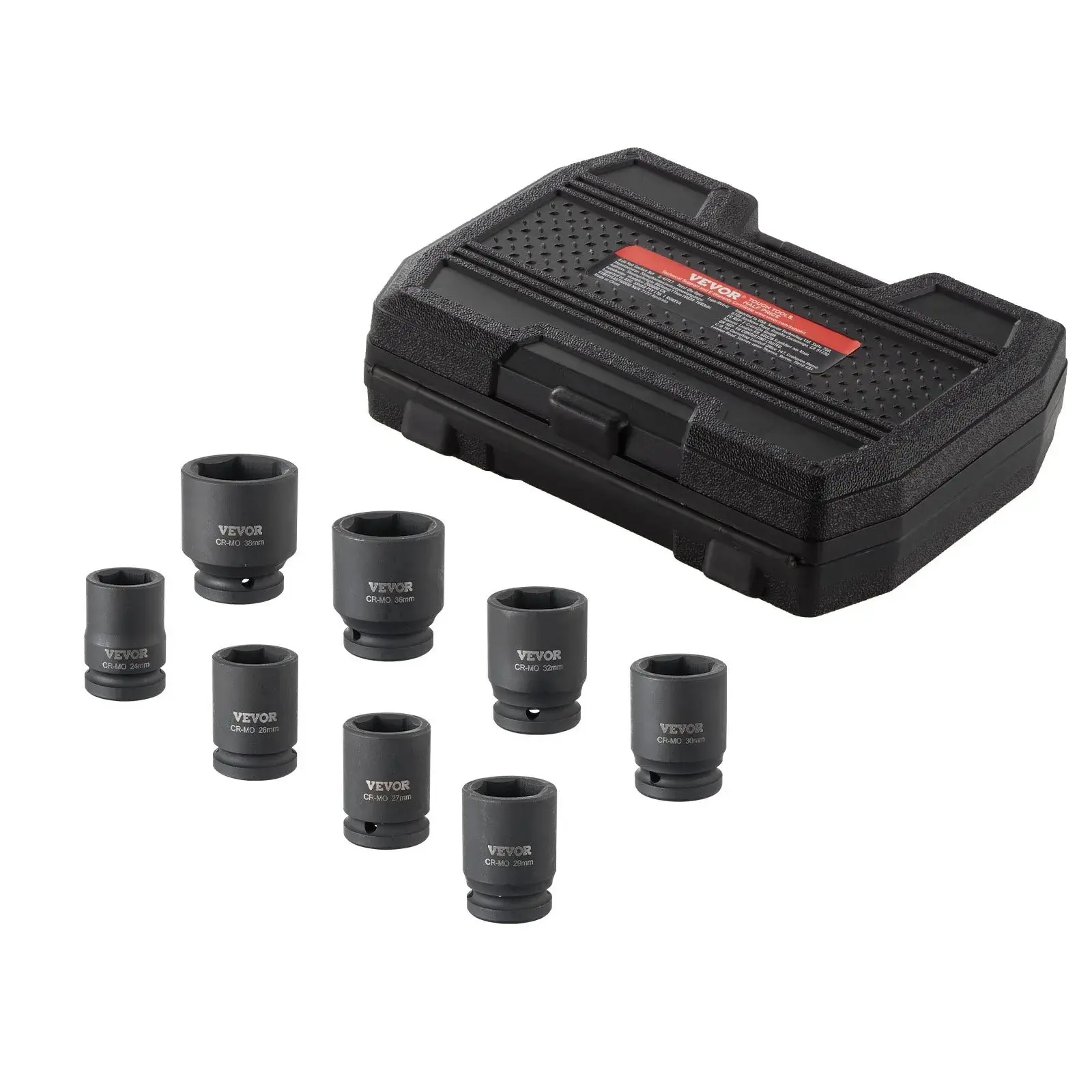 【Auction】VEVOR Axle Nut Impact Socket Set, 3/4" Drive 6-Point 8-Piece Metric Spindle Nut Socket Set, CR-MO Heat Treated Large Socket Set with Storage Case, for Auto Repair, Removing or Installing Axle Nuts