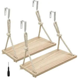 2-Pack Hanging Cubicle Shelves, Office Cubicle Wall Shelves with Adjustable Rope Hooks, Office Decor Desk Accessories Organizer for Workspace Storage