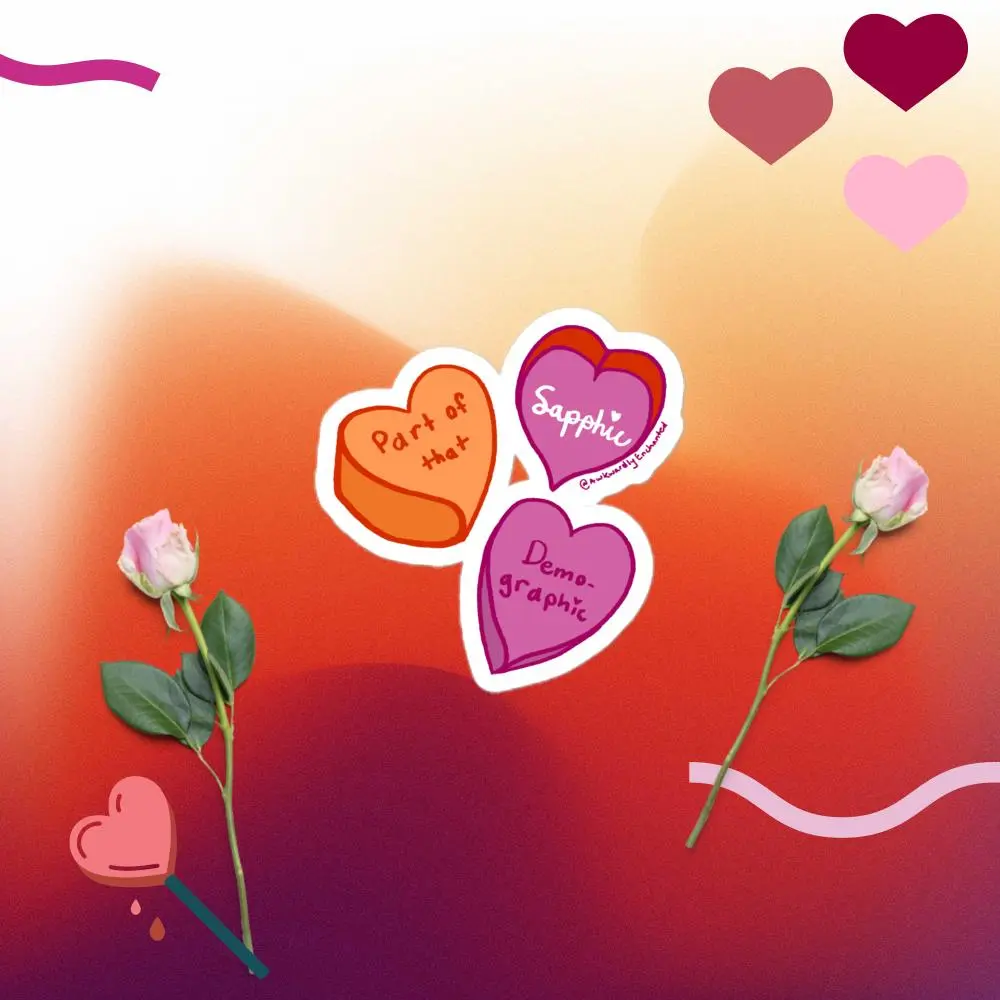 Lesbian Pride Valentines Hearts Sticker Flat Colorful