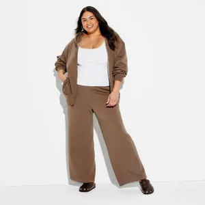 Women's Mid-Rise Wide Leg Sweatpants - Wild Fable Espresso 2X