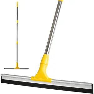 17.2"Professional Floor Scrubber Shower Squeegee,Rubber Silicone Broom with Long Stainless Steel Handle for Kitchen, Swimming Pool, Concrete Floors,Shower Tiles,Garages,Windows,Glass,Pet Hair Removal