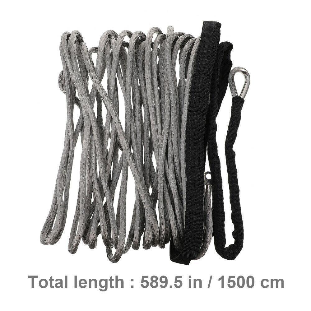1/4" x 50' 10000LBS Synthetic Winch Rope | Recovery Cable with Protective Sleeve | Heavy Duty Winch Line for ATV UTV 4x4 Offroad Truck