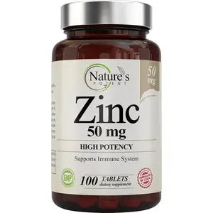 Zinc 50mg [High Potency] Supplement - Immune Support System from Natural Zinc (Oxide/Citrate) 100 Tablets, Made by Nature’s Potent.