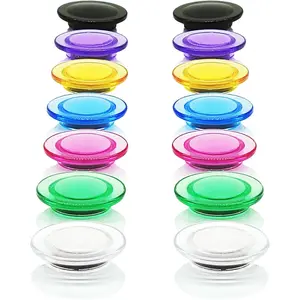 Fridge Magnets - 14 Pack Strong Refrigerator Magnets, Heavy Duty Small Magnets with 7 Colors, Whiteboard Magnet for Crafts, Locker, Office & Kitchen, Clear Round Mini Cute Decorative Magnet