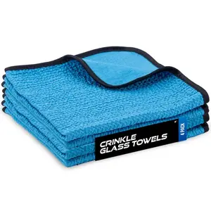 Glass Microfiber Cleaning Cloth for Car and Home, Glass Towels for Mirror, and Picture Frames, and Car Detailing Kit, 16 inch x 16 inch, Blue, 2 Pack