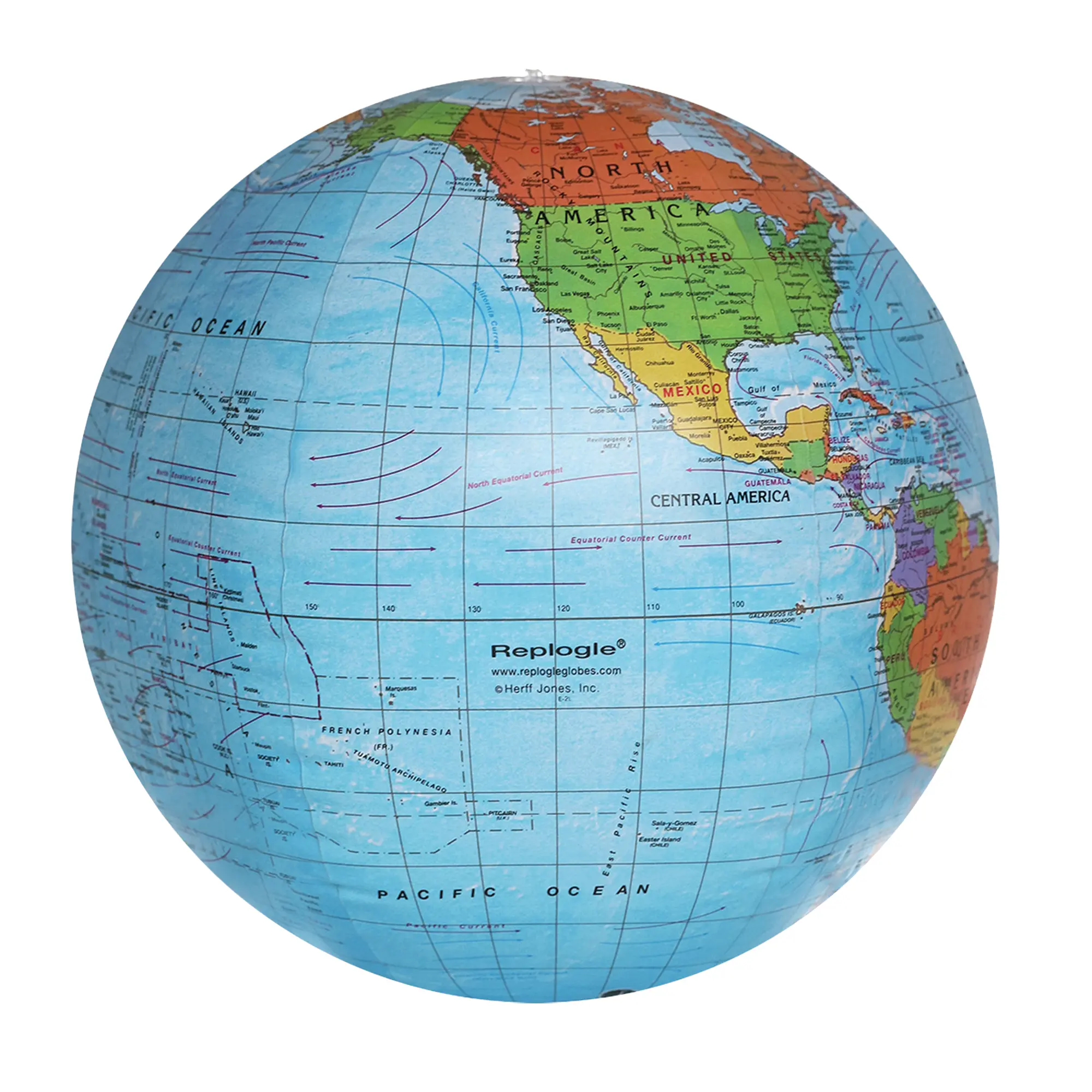 Replogle 12in Inflatable Political Globe, Durable Educational Toy for Learning Countries & Borders, Interactive World Map (School & Office Educational Supplies), Inflatable Globe