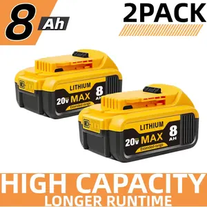 2Pack Replacement for Dewalt 20V Max Battery: 8.0Ah Lithium Batteries Compatible with Dewalt Battery DCB208 DCB200 DCB204 Cordless Power Tools