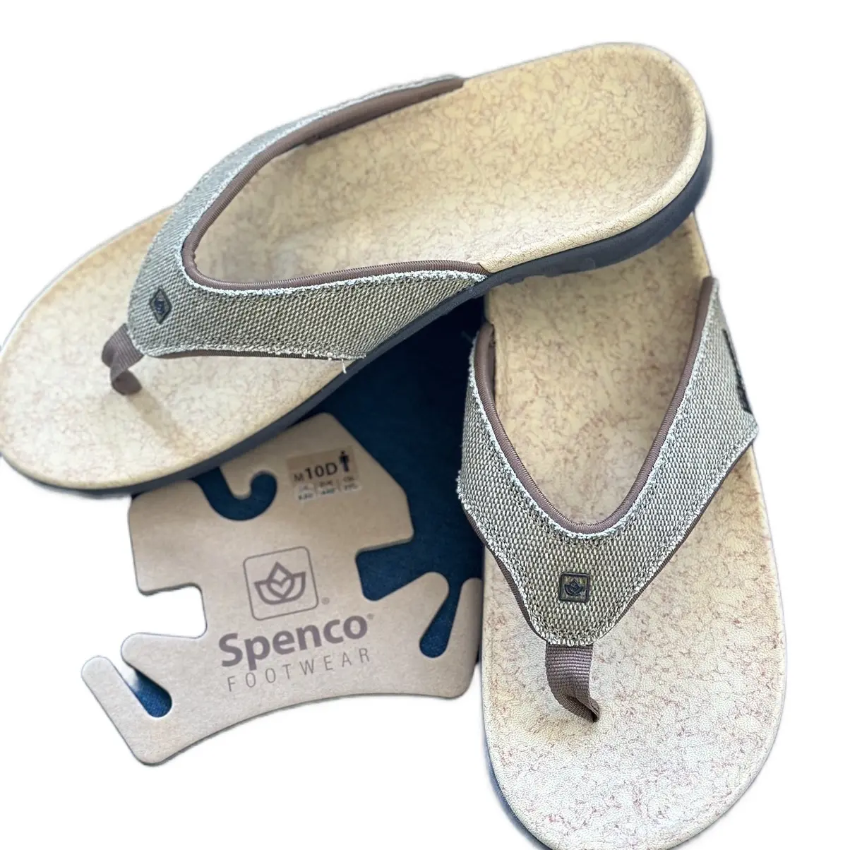 Spenco kholo Men's Flip Flops Straw/Java/Cork - 10 Medium Sandal