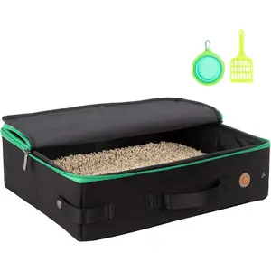 Portable Travel Litter Box for Cats with Lid to Contain Litter and Odor. Easy to Carry, Clean and Store. Easy for  Travel, Hotle Stays, Flying with Cats