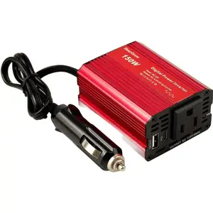 150W Red  Power Inverter 12V DC to 110V AC Converter  Adapter Plug Outlet with 3.1A Dual USB  Charger for Laptop Computer 20W Type-c,USB-a,PD3.0,QC3.0,USB Ports with Super Fast Charge