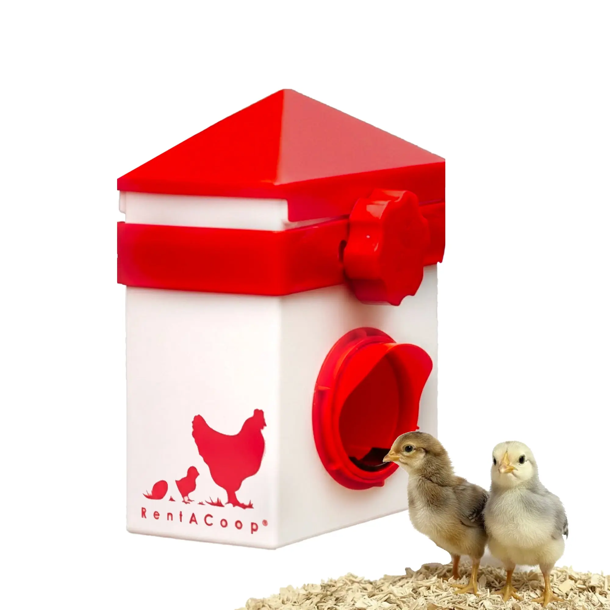 RentACoop Chick2Chicken BPA-Free Feeder with Anti-Roost Lid, Slider Port Cover & Wire Bracket -Suitable for Quail, Pigeons, Doves, Chicks, and Adult Chickens