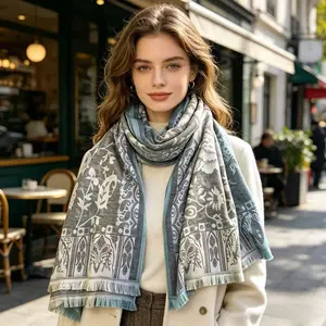 INS Paisley Floral Jacquard Pashmina Shawl Wrap 185g Ultra Lightweight Soft Cashmere Feel Scarf for Women Breathable All Seasons Summer Air Conditioned Spaces Wedding Evening Dress Bridesmaid Gift