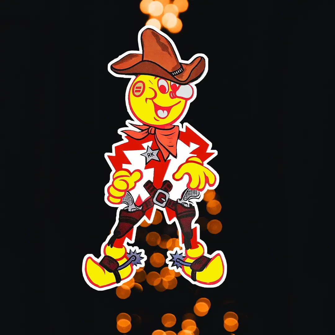 Reddy Cowboy Sticker, LINEMAN Hard Hat Sticker, Blue Collar Stickers, Gift for Electrician, Decals for Hard Hat- Toolboxes- Helmet- Bin Doors.
