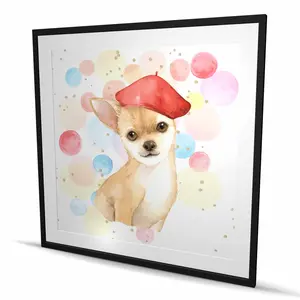 Begin Home Decor C1FM4848JPZVV0 Chihuahua Dog Artist - Framed Matted Print Wall Art for Kids Decor - 48 x 48 in.