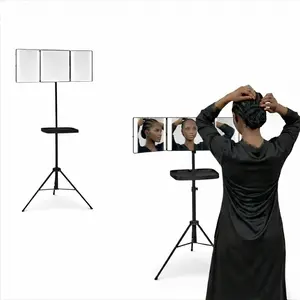 360 Mirror - 3 Way Mirror for Self Hair Styling Adjustable Trifold Barber Mirror to Cut Your Own Hair - Tri Fold Self Haircut System for Men - Three Sided Mirror for hair (With LED)