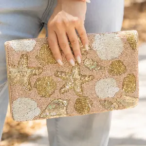 Seashell Beaded Clutch Purse