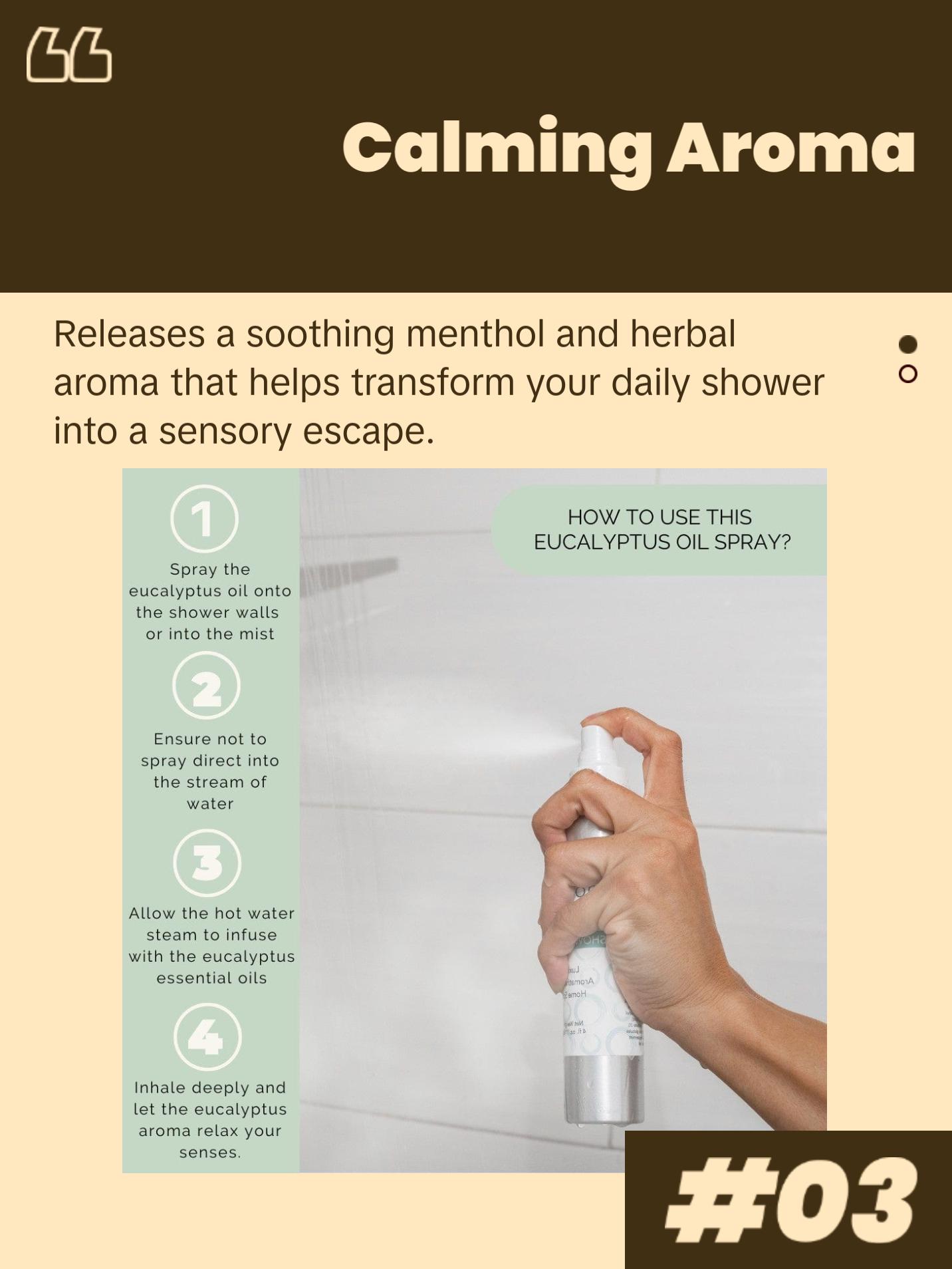 Eucalyptus Aromatherapy Shower Spray – Organic Sinus Relief & Stress Support Mist with Menthol & Peppermint Oils, Natural Spa Shower Steamer Alternative, Self-Care Spray for Congestion, Relaxation, and Deep Breathing