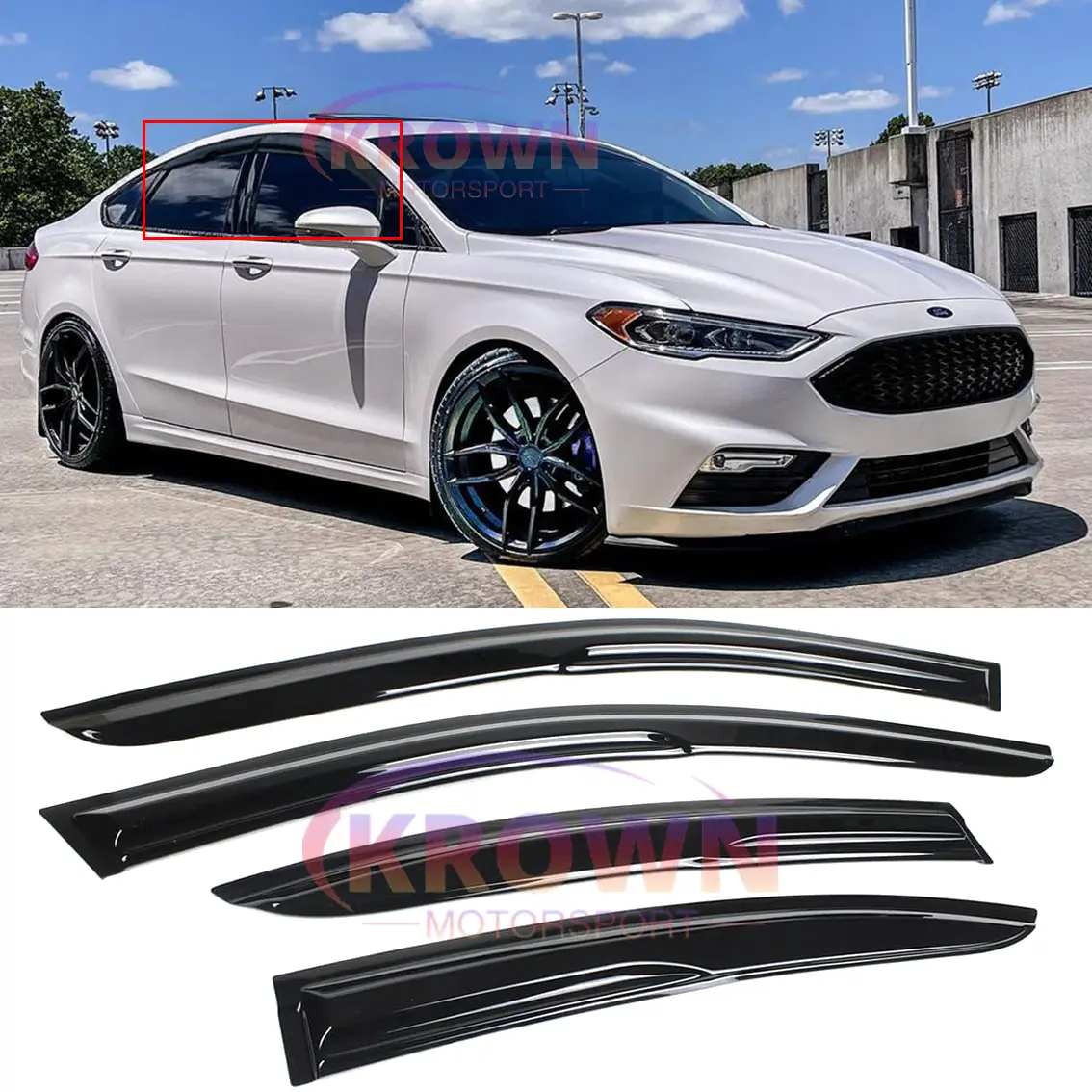 FOR 2013-2018 FORD FUSION MUGEN STYLE 3D WAVY WINDOW VISOR RAIN GUARD DEFLECTOR