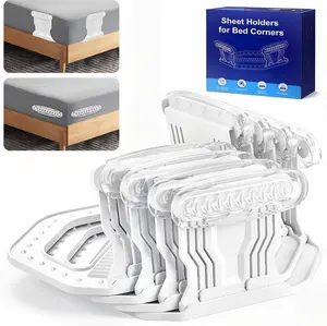 Bed Sheet Holders for Corners, New Fitted Sheet Holder Grippers Dual-Side Lock, 4Pcs Sheet Straps Duty Sheet Clips Fitted All Mattress Sizes, Lock Sheet Holders Keep Firm (White)