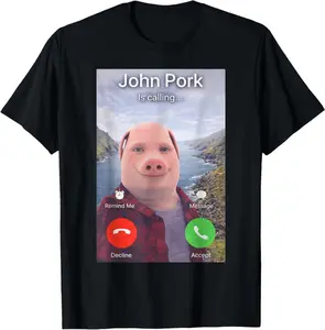 John Pork is Calling Meme Funny Gen Z Brainrot Trending Gag T-Shirt Unisex T-shirt