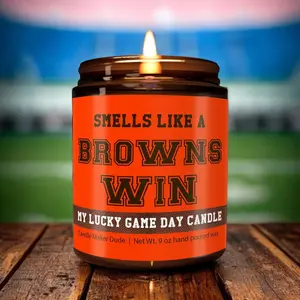 Smells Like a Browns Win Candle - Funny Football Scented Candle for Browns Fans, Lucky Game Day Soy Candle, Fan Cave Decor