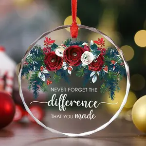 Never Forget The Difference You Make, Glass Keepsake Ornament, Christmas Tree Decoration Glass Ornament, Christmas Home Decor, Coworker Farewell Goodbye Going Away Appreciation Retirement Gifts for Coworker Boss Women Friends Thank You Gifts