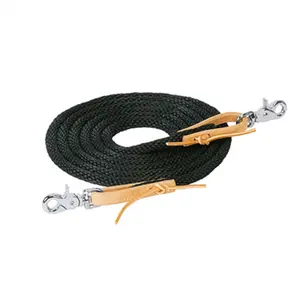 Weaver Leather Poly Roper Rein - 5/8" x 10' - Soft Poly Rope with Leather Water Loops and Scissor Snaps