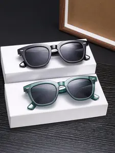 Men's Square Sunglasses Frame Set, Casual Frames, Soft Color Lenses, Lightweight Comfort Fit, Ideal for Daily Commute Beach Vacation