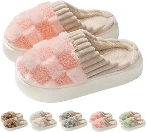 Cotton slippers for women, anti slip cashmere for warmth, monthly slippers for indoor home, cute and fluffy cotton Walking Shoes houseslippers swag Slide