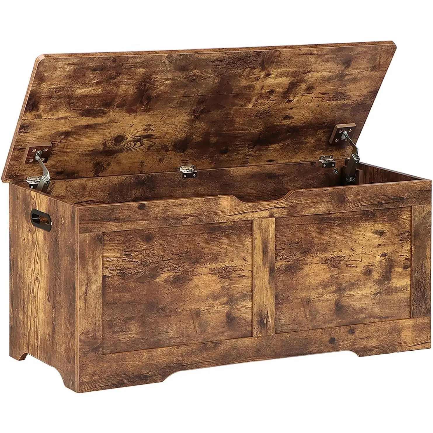 39.4" Storage Chest, Wooden Storage Bench, Lift Top  Chest with 2 Safety Hinges, Large  Box, Entryway Bench for Living Room, Bedroom, Rustic Brown