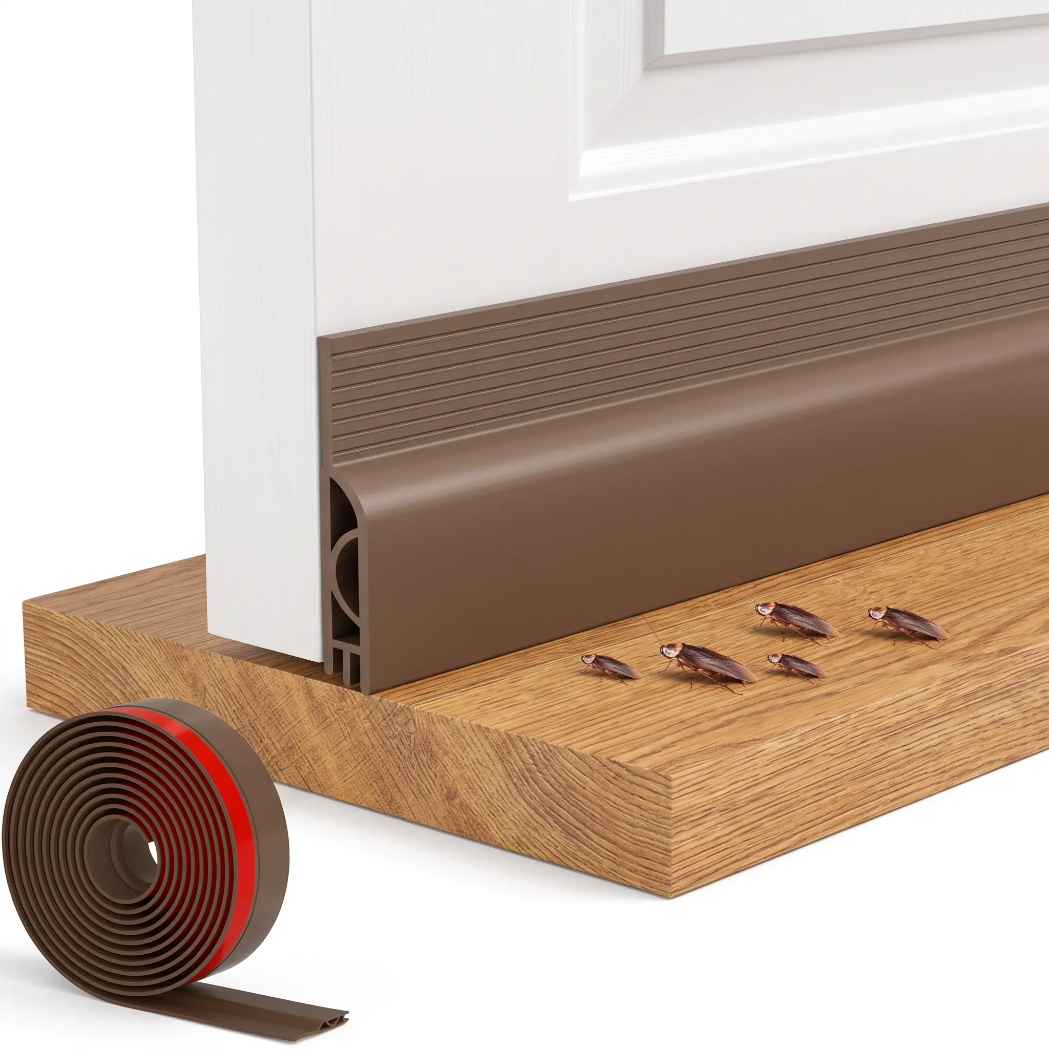 39-in Adjustable Brown Door Hardware Draft Stopper - Bottom Seal Strip, Draft Seal Guards, Weatherstripping for Entry Doors, Noise & Cold Insulation, Ideal for Interior/Exterior Use, Seal Strip Doors