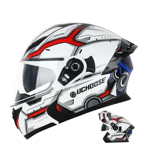 Motorcycle Full Face Helmet Dual Lens Small Body Unisex, Stylish Colorful Lenses, Versatile and Cool Design, Perfect for Men and Women