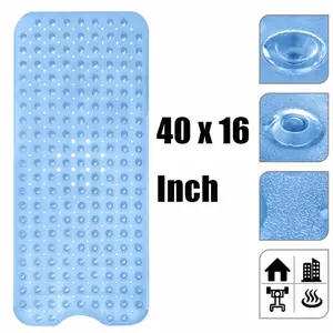 Anti-Mold Non Slip Shower Bathtub Mat, 40×16” Pebble Textured Foot Massage Bath Mat, 200 Suction Cups Secure Grip Machine Washable Safety Mat for Bathroom Tub Shower Floor
