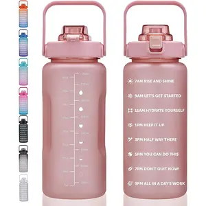 64oz100oz128oz large motivational water bottle with time marker leakproof bpa free half gallon1 gallon big water bottle with straw handle tritan frosted water jug for gymfitnessoutdoor sports