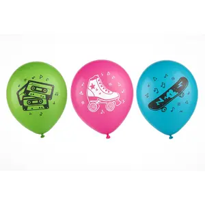 Retro 80s/90s Theme Latex Balloons - 6 Pack