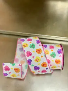 2.5 Inch By 10 Yard Conversations Hearts Ribbon