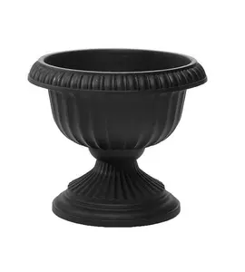 Novelty Outdoor Grecian Urn, Planter Flower Pot, Plastic, Black, 18"