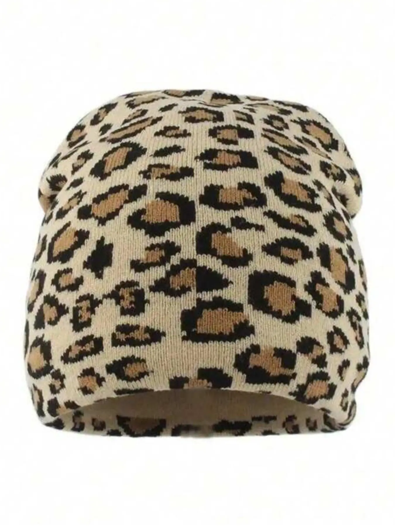 Neutral Leopard Print Knit Hat for Fall Winter, Classic Fashion Wool Cold Cap, Stylish Cozy Beanie, Y2K Style, Versatile for All Occasions