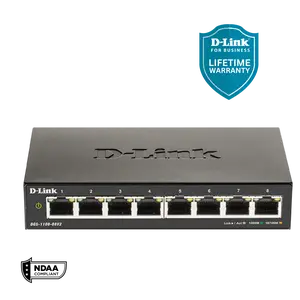 D-Link 8-Port Gigabit Smart Managed Switch | Web Managed | Cable Diagnostics | Fanless | Compact Metal Desktop | NDAA Compliant - (DGS-1100-08V2)