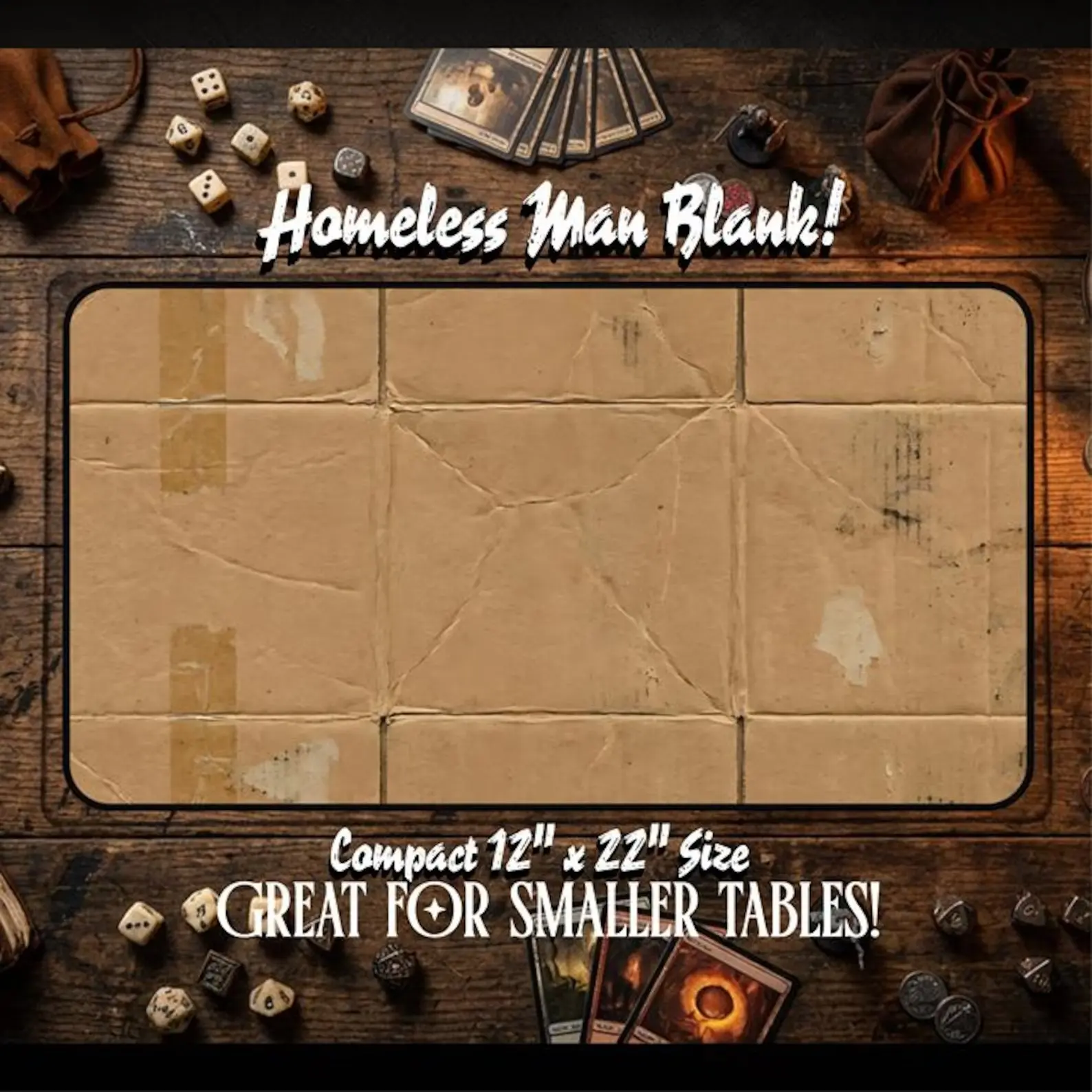 Homeless Man TCG Playmat | Funny Play Mat | Neoprene Game Mat | Cardboard Design | Blank Playmat