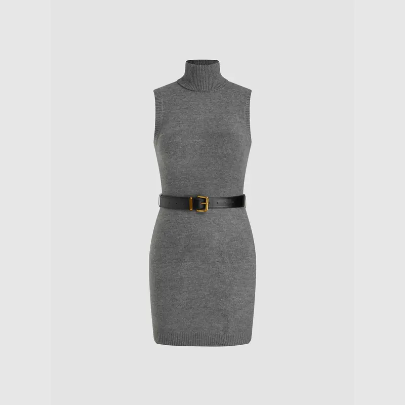 grey high neck mini dress Cassidy Turtleneck mini dress main image 0