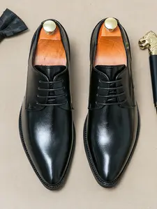 Men's Pointed Toe Lace-Up Business Derby Shoes, Formal Office Footwear, Stylish Men's Dress Shoes for Work & Events, Business Casual Shoes